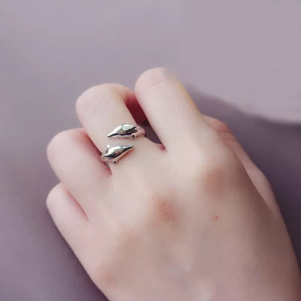 “Go With the Flow”Silver Dolphin Ocean/Surfer Ring - Picture 4 of 9